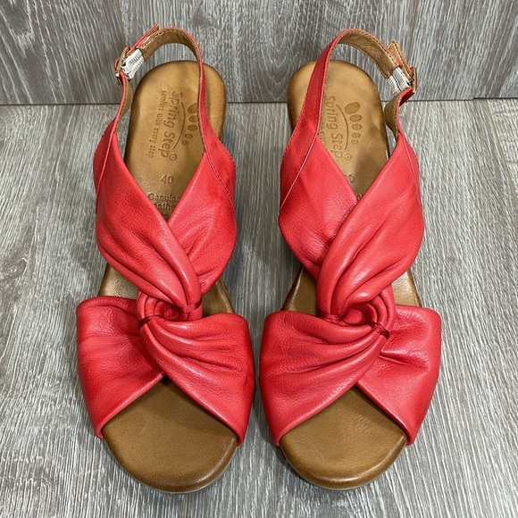 Spring Step Madeleine Red Leather Heeled Dress Sandals EU 40 (US 9) - Picture 2 of 16